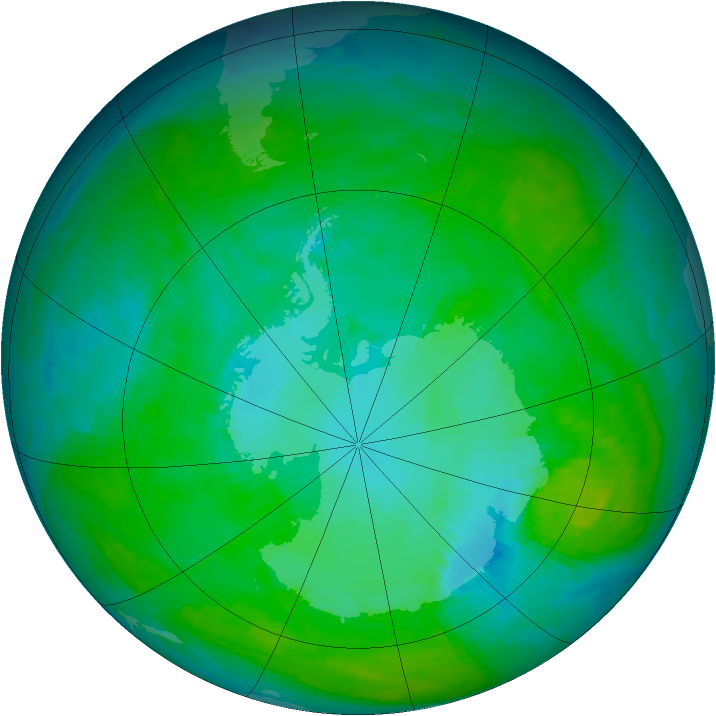 Antarctic ozone map for 11 January 1988